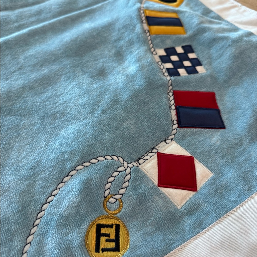 NWT Fendi Casa Plush Nautical Blue Beach Towel